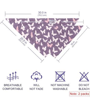 Dog Hollow Cloth Bibs - Triangle Design for Small Medium & Large Dogs & Cats - Violet Butterfly Pattern - 2 Piece Multi-Colored Set - Buy Online on GoSupps.com