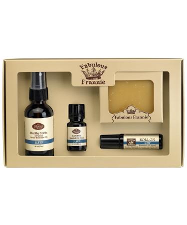 Fabulous Frannie Sleep Wellness Kit - All Natural Ingredients and 100% Pure Essential Oils - Sleep Blend Contains Chamomile Marjoram Bulgarian Lavender and Vetiver Essential Oils.