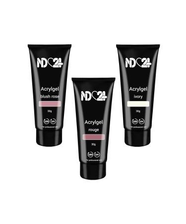 Poly Acrylic Gel Tube Set - Babyboomer Blush Rose Rouge & Ivory (3x30g) | Premium Quality Nail Art Supplies - Buy Online on GoSupps.com