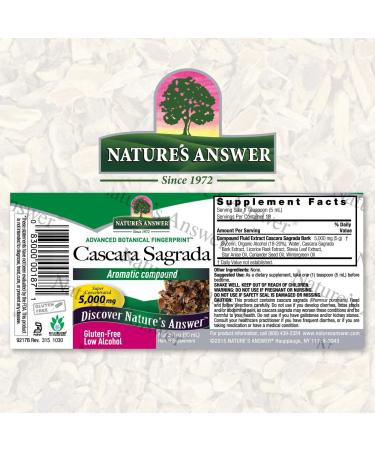 Nature's Answer Cascara Sagrada Bark 5000mg Liquid - Promotes Regularity & Constipation Relief - Natural Detox - 3oz Bottle - Buy Online on GoSupps.com