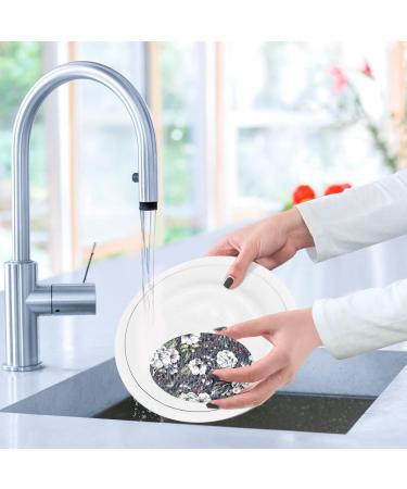 3-Pack Cleaning Kitchen Sponges Oval Blooming Flowers Black Kitchen Cellulose Dishwashing Wood Pulp Cotton - Buy Online on GoSupps.com