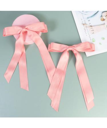 2 Pack Hair Bows for Women Pink Bow Hair Clips French Barrette with Long Silky Satin Hair Ribbons for Women Girls(Pink) - Buy Online on GoSupps.com