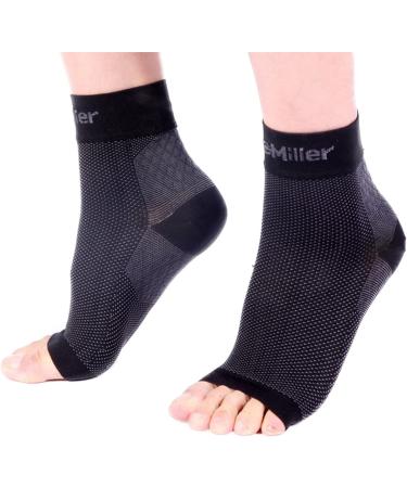 Doc Miller Compression Ankle Brace for Men & Women - Foot Arch Support for Neuropathy, Plantar Fasciitis, Achilles Tendonitis - Pain Relief for Swelling, Injured Feet - Black, Large - Buy Online on GoSupps.com