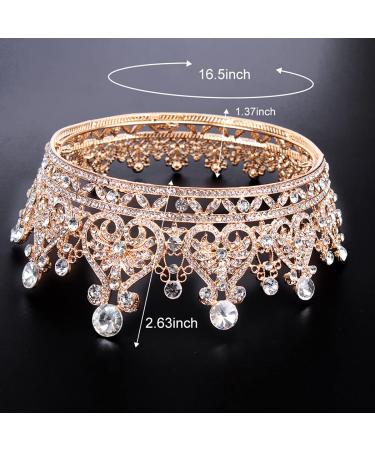 Aprince Dark Gold Crystal Tiara for Women and Girls - Rhinestone Wedding Headband and Birthday Crown - Queen Crown Hair Accessories - Buy Online on GoSupps.com