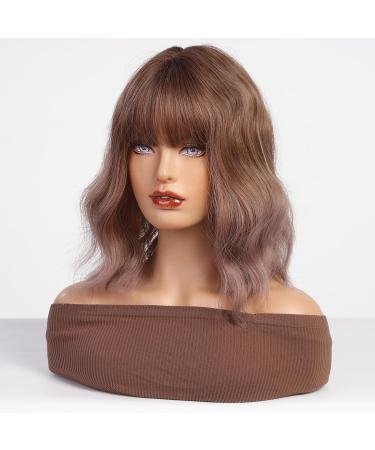 HAIRCUBE Ombre Pink Synthetic Wig for Women - Shoulder Length Cherry Blossom Pink Hair with Fringe - Buy Online on GoSupps.com