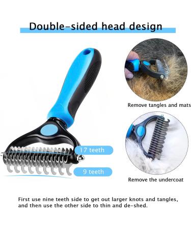 Nepfaivy Double-Sided Dog & Cat Brush - Long-Haired Undercoat Grooming Tool - Blue Fur Brush for Pet Care - Buy Online on GoSupps.com