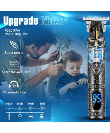 LURNOFY Cordless Hair Trimmer for Men - Professional Electric Clippers for Close Cutting - Rechargeable T-Blade Beard Trimmer in Silver - Buy Online on GoSupps.com