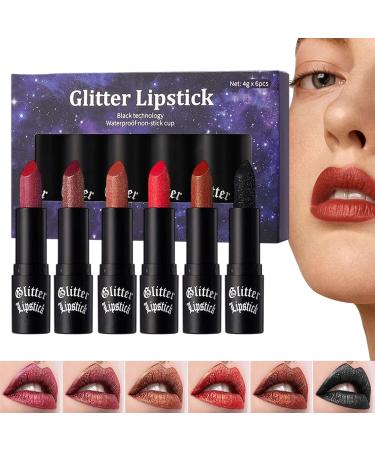 Pearlescent Lipstick | Transfer-Resistant Lip Gloss | Water and Smear Resistant 6 Glitter Red for Women Ideal for Day Parties Travel Appointments - Buy Online on GoSupps.com