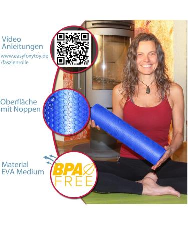 Medium Fascia Roll for Back Massage Reprochplace Stretching Tool 9.5cm x 43cm (Ocean Blue) | Yoga & Pilates Foam Rollers for Neck & Trigger Point Pain Relief - Buy Online on GoSupps.com