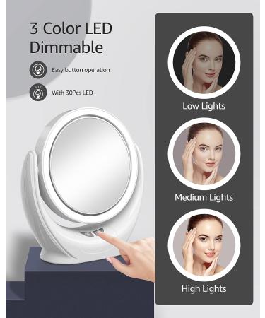 Lighted Makeup Mirror with Fan | 1X/5X Magnifying Vanity Mirror | 30 LED Lights, 3 Lighting Modes | Portable Travel Cosmetic Mirror - Buy Online on GoSupps.com