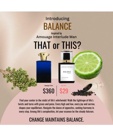 BALANCE | Inspired by Amouage INTERLUDE MAN | Pheromone Perfume for Men | Extrait De Parfum | Long Lasting Dupe Clone Essential Oils Fragrance | Perfume De Hombre | (30 ml / 1 Fl Oz) 1 Fl Oz (Pack of 1) - Buy Online on GoSupps.com