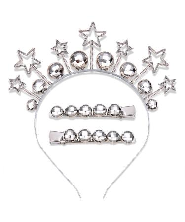 Disco Ball Headband Hair Clips - Vintage Rhinestone Star Mirrorball Hairband Tiara for Party Favor & Decor - Unique Hair Accessories (Barrettes) - Buy Online on GoSupps.com