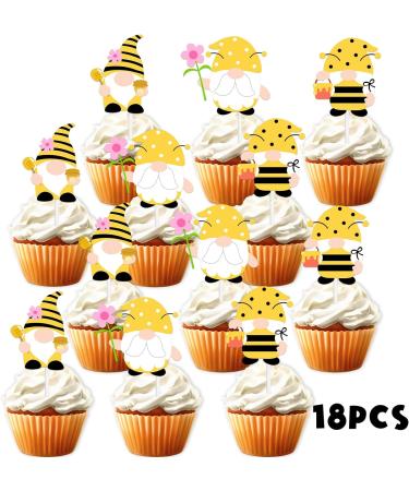 18pcs Honey Bee Older Dessert Cupcake Topper Bumble Bee Garden Theme Decor Supplies Baby Shower Gender Reveal Announcement Happy Birthday Party Decorations Gold Glitter - Buy Online on GoSupps.com