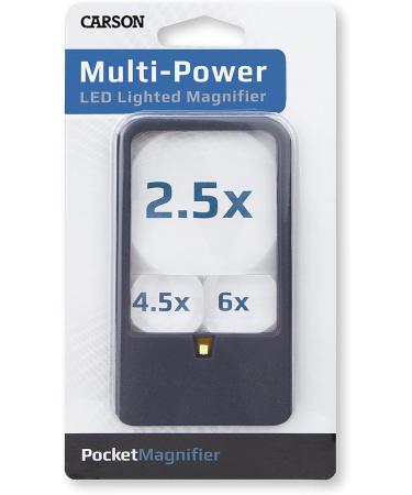 Carson LED Lighted Pocket Magnifier Grey - 2.5x, 4.5x, and 6x Zoom - PM-33 - Buy Online on GoSupps.com