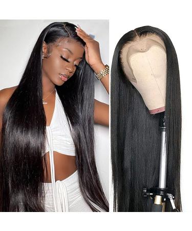 Lace Front Wigs Human Hair Straight Human Hair 13x4 Lace Frontal Wigs For Black Women With Baby Hair 180% Density Transparent Brazilian Virgin Human Hair Wig Pre plucked Hair Natural Color (24 Inch) 24 Inch 13X4 Lace Front…