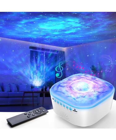 Bozhihong Galaxy Projector Star Projector Night Light with Remote Control/Timer Function/Built-in Music LED Projector Light with 8 Lighting Modes for Kid Adult Bedroom/Room Decor/Party/Gift (White) A-white