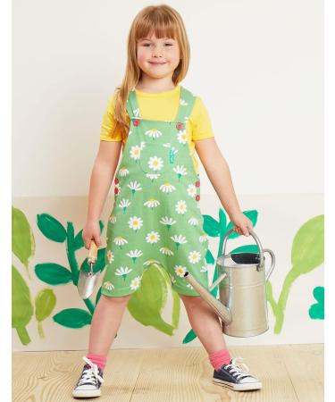 Organic Daisy Print Dungaree Shorts 2-3 Years - Toby Tiger (Green) - Buy Online on GoSupps.com