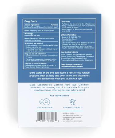 BASE LABORATORIES Corneal Edema Eye Ointment | 3% Sodium Chloride Ophthalmic | Hypertonicity Eye Drops - Triple Pack 15g - Buy Online on GoSupps.com