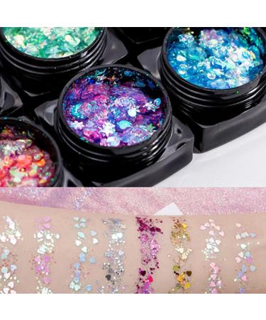 Ckfyahp 12 Colors Holographic Chunky Body Glitter Gel | Face Hair Lips & Nail Art for Festivals & Parties - Eye-Catching Makeup Decoration - Buy Online on GoSupps.com
