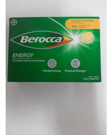 Berocca Energy Vitamin B & C Mango & Orange Flavour Effervescent Tablets 45 Count - Buy Online on GoSupps.com