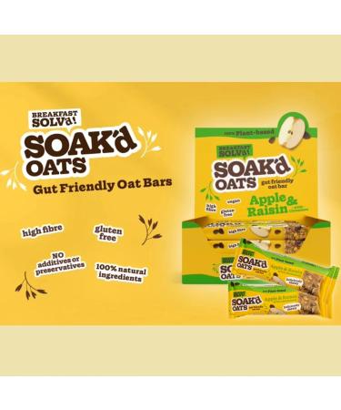 SOAK'd Oats Healthy Breakfast Bars - Box of 16 x 42g Gluten Free Apple & Raisin Baked Flapjack Healthy Snacks. Deliciously Chewy & Gut Friendly High Fibre Oat Bars for Lunck Box Gym - Buy Online on GoSupps.com