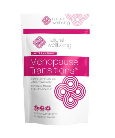 Natural Wellbeing - Menopause Transitions - Herbal Supplements to Relieve Hot Flashes Night Sweats and Mood Swings - 120 Veg caps