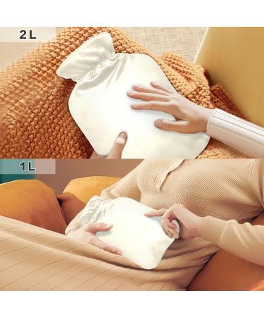 Beige Hot Water Bottle with Cover - Pain Relief Heating Bag for Women Girls & Children | 1L International Shipping - Buy Online on GoSupps.com
