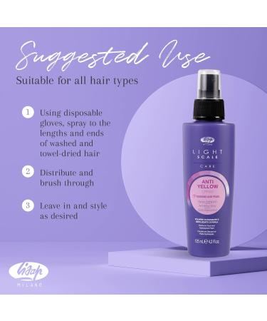 Light Scale Care Anti-Yellow Spray - Purple Toner for Brassy Tones Nourishing & Hydrating 4.23 fl oz - Lisap Milano | Best for Highlights & Balanced Blondes - Buy Online on GoSupps.com