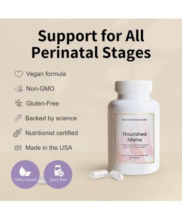 Nourished Mama Prenatal Multi Vitamin - Vegan Multivitamin for Preconception Pregnancy Postpartum and Breastfeeding Support - Iron-Free with Methylated Folate & High Dose Choline - 270 Capsules 90 Count (Pack of 3) - Buy Online on GoSupps.com