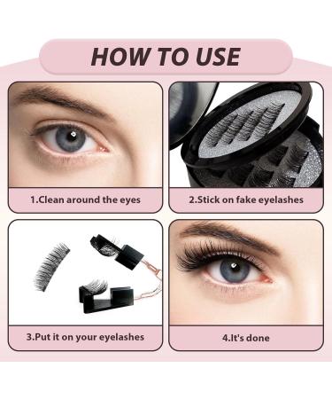 Magnetic Eyelashes with Applicator No Glue Needed 3D Magnetic False Lashes 2 Types Natural Look Fake Eyelash Set Reusable Waterproof Eyelashes Kit Dual Magnetic Lashes Easy to Wear without Eyeliner - Buy Online on GoSupps.com