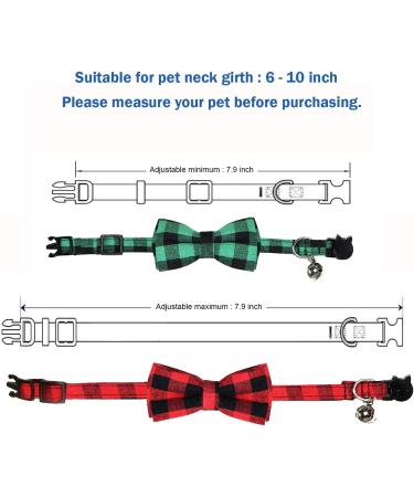 Malier 2 Pack Christmas Cat Collar with Bell & Bow Tie - Classic Buffalo Plaid Design for Cats & Kittens - Buy Online on GoSupps.com