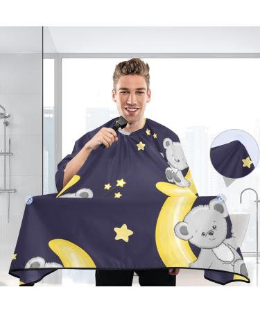 Waterproof Barber Cape - Cute Teddy Bear on Moon & Cheetah Haircut Bib for Men & Women | Unisex Hair Cutting Cape - Buy Online on GoSupps.com
