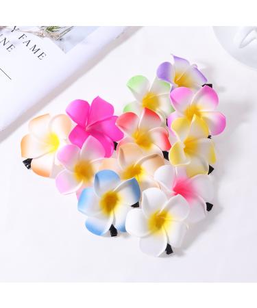 Hawaiian Plumeria Hair Clip Set - 24 Foam Hairpins in 12 Colors for Summer Beach Parties & Weddings - Buy Online on GoSupps.com
