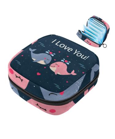 Storage bags for women's bandages cute cartoon wal I love you portable menstrual pad bag panty lip inlays tampons women's bandages storage holder for women school office multicolored 07