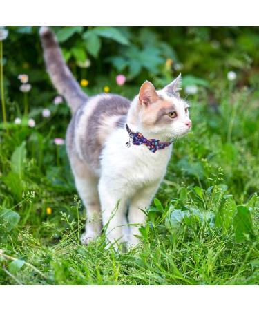 EXPAWLORER Breakaway Cat Collar 2 Pack with Bow tie and Bell - Cute Kitten Safety Collars - Plaid Dinosaur Universe Pattern Purple - Buy Online on GoSupps.com