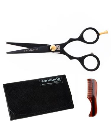 Japanese Mustache Scissors, Beard Trimming Scissors, Extremely Sharp - 4.5" (11.5cm) + Presentation Case, Comb and Tip Protector