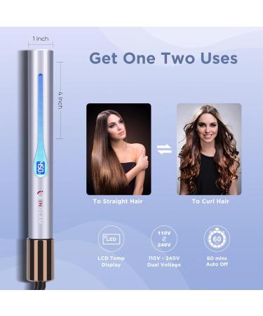 IG INGLAM Titanium Flat Iron Hair Straightener | 1 Inch Curling Iron | Infrared Negative Ionic | Adjustable Temp 250 F-450 F | Dual Voltage 110-240V | Perfect Gift in Light Purple - Buy Online on GoSupps.com
