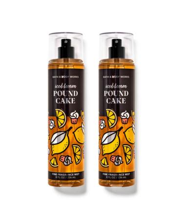 B&BW - Bath and Body - Iced Lemon Pound Cake Fine Fragrance Mist 8 fl oz / 236 ml (Pack of 2)