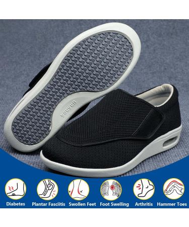 Men's Diabetic Wide Width Adjustable Closure Shoes for Swollen Feet - Black - Size Men 6.5/Women 7.5 - Buy Online on GoSupps.com