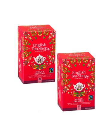 English Tea Shop English Tea Shop | Organic English Breakfast Black Tea - 2 x 20 Tea Filters (40 Gr) | Individual Organic English Breakfast Bags