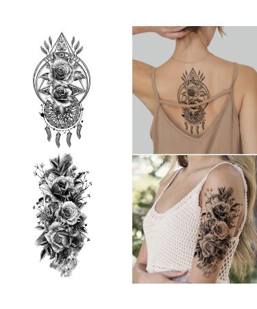 Cerlaza Large Temporary Flower Tattoos for Women - Realistic & Long Lasting Arm Half Sleeves Fake Tattoos - Waterproof & Lasting - 10 Sheets - Buy Online on GoSupps.com