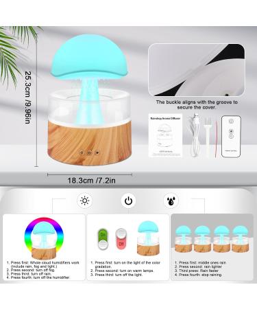 Rain Cloud Humidifier with Remote Control - GUKKK 3 in 1 Aroma Diffuser & 7 Color Night Light | 500ml for Office & Bedroom - Buy Online on GoSupps.com