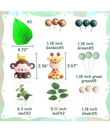 Jevenis Sage Green Jungle Birthday Decor - Tortendeko Animals for Baby Showers & Parties - Buy Online on GoSupps.com