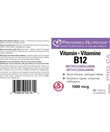 Preferred Nutrition - Vitamin B12 methylcobalamin 1000 mcg 90 Tablets - Buy Online on GoSupps.com