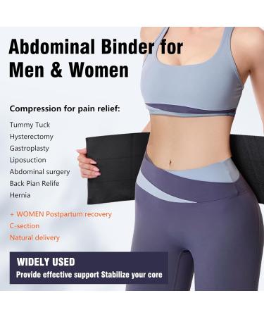 Elastic Abdominal Binder for Hernia Support - Universal Wide Belly Girdle & Stomach Compression Wrap for Men & Women - Black Medium - Buy Online on GoSupps.com
