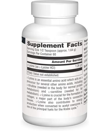 Source Naturals L-Lysine Powder 3.53 oz - High-Quality Amino Acid Supplement - Buy Online on GoSupps.com