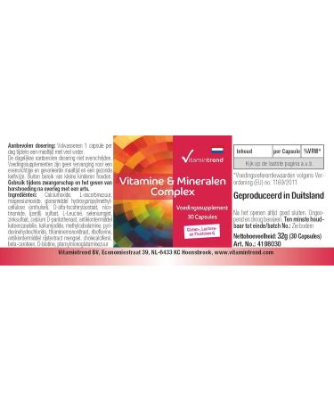 Vitamin trend Vitamin & Mineral Complex 30 capsules multivitamin preparation in safe dosage Bioavailable Supplements from Germany Vitamintrend - Buy Online on GoSupps.com