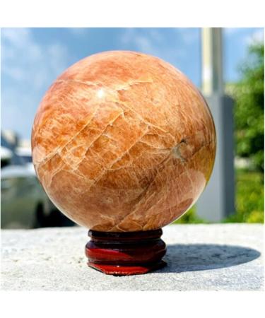 Natural Moonstone Crystal Polished Ball Stone +Wooden Base Quartz Stones Stone Mineral Specimen - Buy Online on GoSupps.com