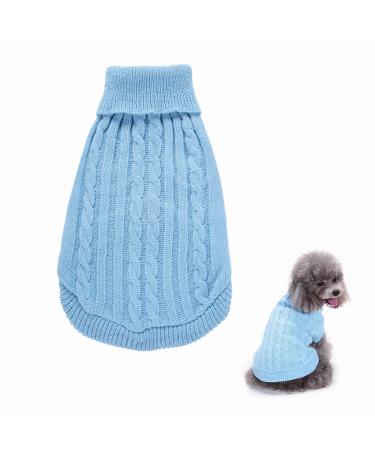 Zecct dog sweater Christmas dog turtleneck sweater christmas pattern knitwear warm pet sweater winter dog coat sweater pet costume for dog puppies party Puppy gift for dog blue l