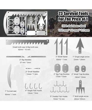 Moricher Survival Card Multitool- Fishing Line & EDC Kit for Outdoor Camping, Hiking, and Hunting - Silver 6pcs - Buy Online on GoSupps.com